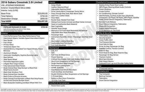 2016 Subaru Crosstrek 2.0i Limited