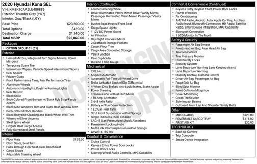 Thunder Gray 2020 Hyundai KONA SEL