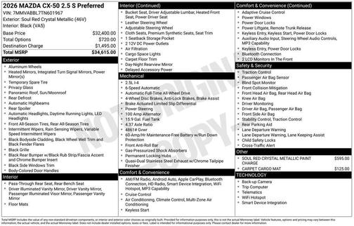 soul red crystal metallic 2026 Mazda CX-50 2.5 S Preferred Package