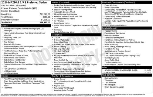 Platinum Quartz Metallic 2026 Mazda Mazda3 FWD w/Preferred Package