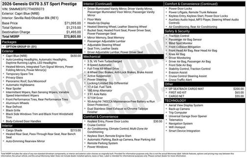 Capri Blue 2026 Genesis GV70 3.5T Sport Prestige