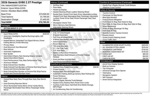 2026 Genesis GV80 2.5T