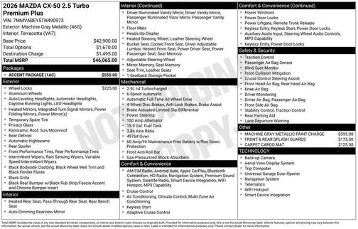 machine gray metallic 2026 Mazda CX-50 2.5 Turbo Premium Plus Package