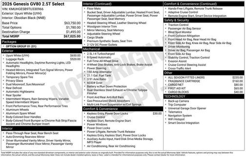 2026 Genesis GV80 2.5T