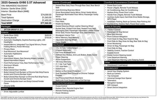 2025 Genesis GV80 3.5T