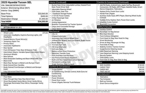 Shimmering Silver 2025 Hyundai TUCSON SEL