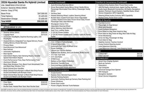 Serenity White 2026 Hyundai SANTA FE Limited