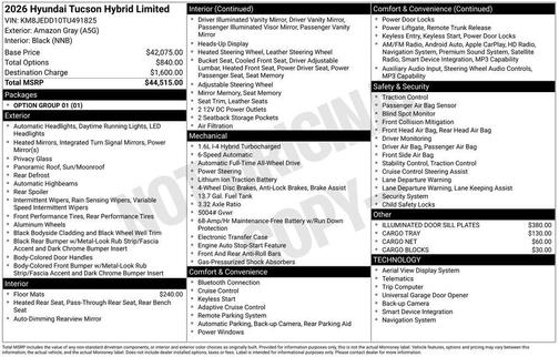 Amazon Gray 2026 Hyundai TUCSON Hybrid Limited
