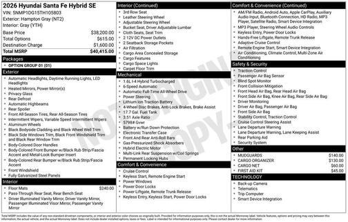 Hampton Gray 2026 Hyundai SANTA FE SE