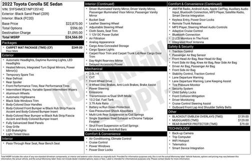 Black Sand Pearl 2022 Toyota Corolla SE