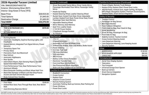 Shimmering Silver 2026 Hyundai TUCSON Limited