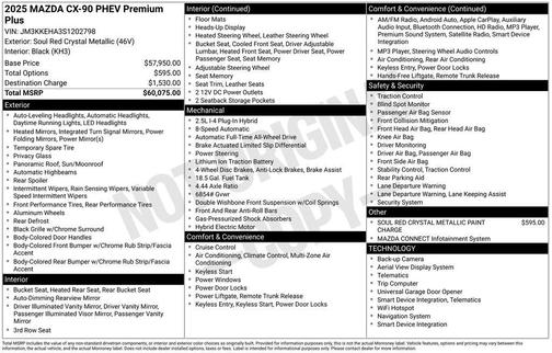 Soul Red Crystal Metallic 2025 Mazda CX-90 PHEV Premium Plus