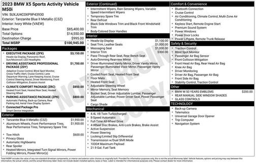 Tanzanite Blue II Metallic 2023 BMW X5 M50i