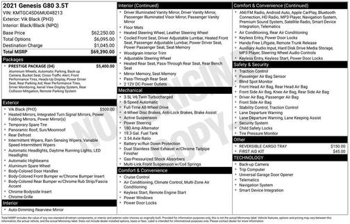 Vik Black 2021 Genesis G80 3.5T AWD
