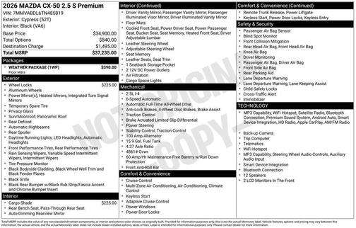 cypress 2026 Mazda CX-50 2.5 S Premium Package