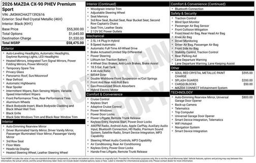 Soul Red Crystal Metallic 2026 Mazda CX-90 PHEV Premium Sport
