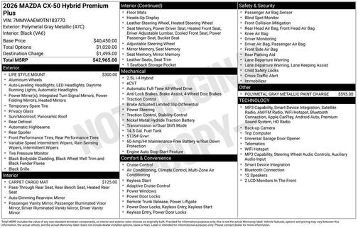 Polymetal Gray Metallic 2026 Mazda CX-50 Hybrid Premium Plus