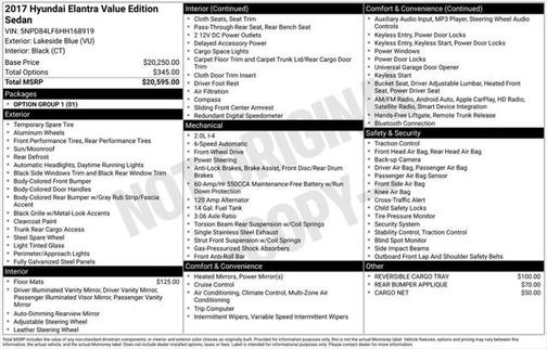 2017 Hyundai ELANTRA Value Edition