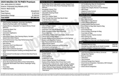 Polymetal Gray Metallic 2025 Mazda CX-70 PHEV Premium Package