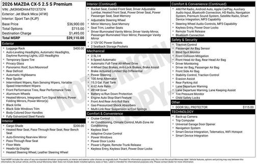 Jet Black Mica 2026 Mazda CX-5 2.5 S