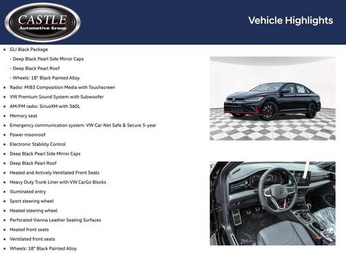 Deep Black Pearl 2026 Volkswagen Jetta GLI 2.0T Autobahn