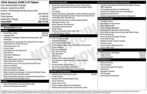 Savile Silver 2026 Genesis GV80 2.5T
