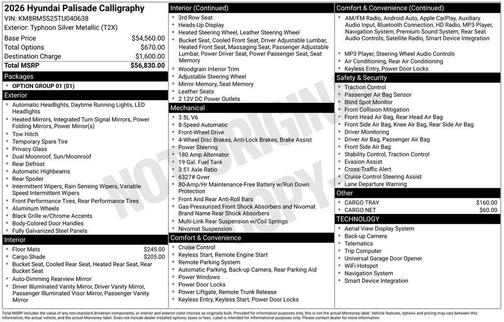 Typhoon Silver Metallic 2026 Hyundai PALISADE Calligraphy