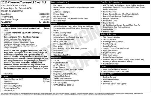 Cajun Red Tintcoat 2020 Chevrolet Traverse LT Cloth