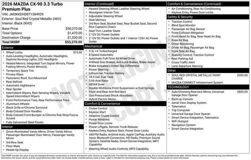 Soul Red Crystal Metallic 2026 Mazda CX-90 3.3 Turbo Premium Plus