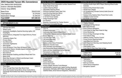 Ultimate Red 2025 Hyundai TUCSON SEL Convenience