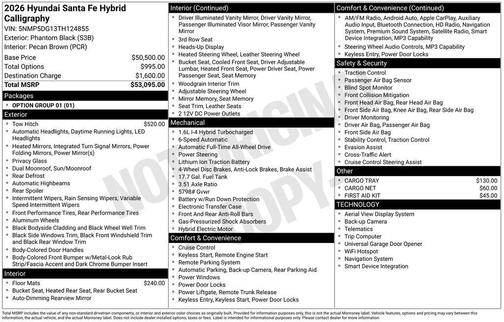 Phantom Black 2026 Hyundai SANTA FE HEV Calligraphy
