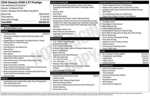 Vik Black 2026 Genesis GV80 3.5T
