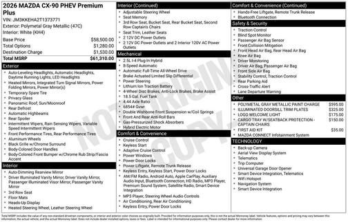 Polymetal Gray Metallic 2026 Mazda CX-90 PHEV Premium Plus