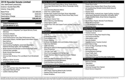 Scarlet Red 2018 Hyundai SONATA Limited