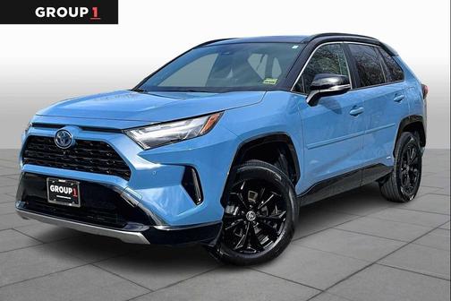 Cavalry Blue/Midnight Black Metallic 2023 Toyota RAV4 Hybrid SE