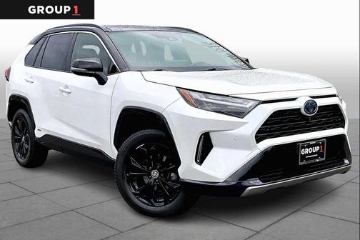 Wind Chill Pearl/Midnight Black Metallic 2023 Toyota RAV4 Hybrid SE