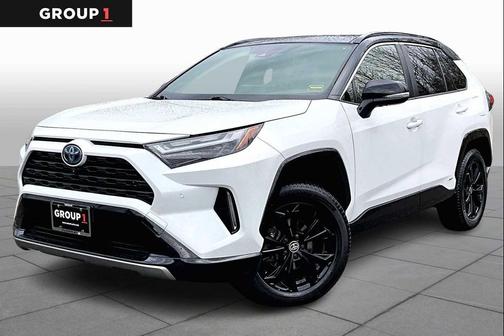 Wind Chill Pearl/Midnight Black Metallic 2023 Toyota RAV4 Hybrid SE