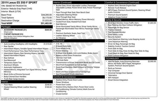 2019 Lexus ES 350 F Sport
