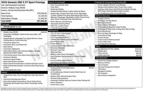 2026 Genesis G80 3.5T