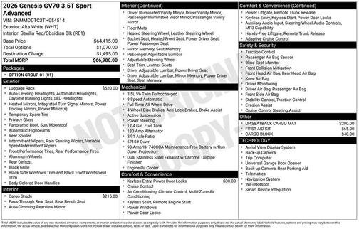 2026 Genesis GV70 3.5T Sport Advanced
