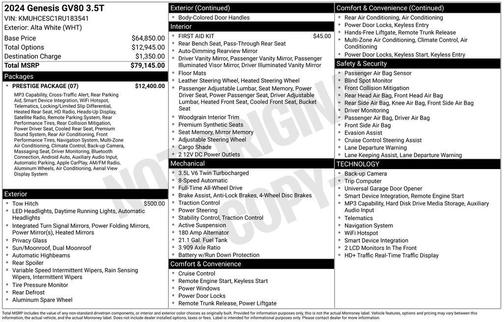 Uyuni White 2024 Genesis GV80 3.5T