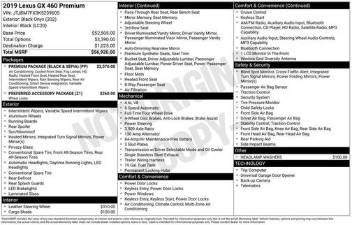 Onyx Black 2019 Lexus GX 460 Base