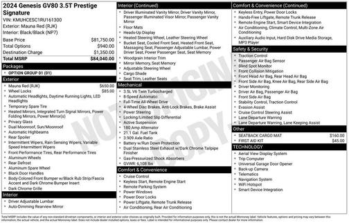 2024 Genesis GV80 3.5T Prestige Signature
