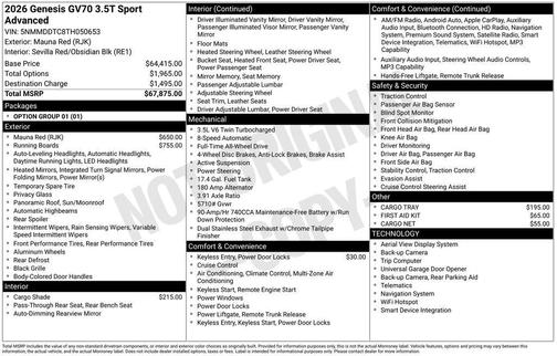 2026 Genesis GV70 3.5T Sport Advanced