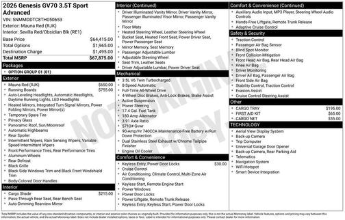 2026 Genesis GV70 3.5T Sport Advanced