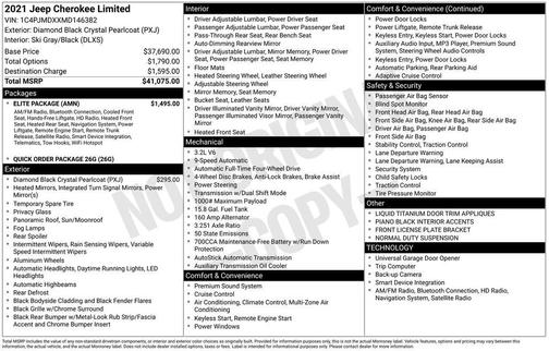 Diamond Black 2021 Jeep Cherokee Limited