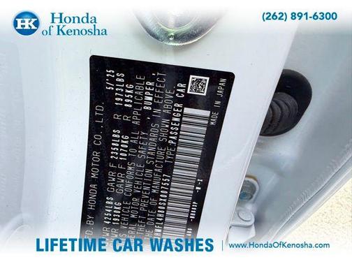 White 2025 Honda Civic Hybrid Sport