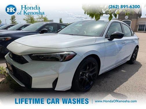White 2025 Honda Civic Hybrid Sport