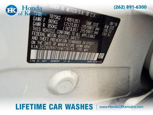 Platinum White Pearl 2019 Honda HR-V EX-L