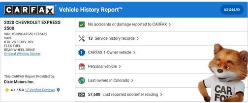 2020 Chevrolet Express 2500 RWD 2500 Regular Wheelbase WT